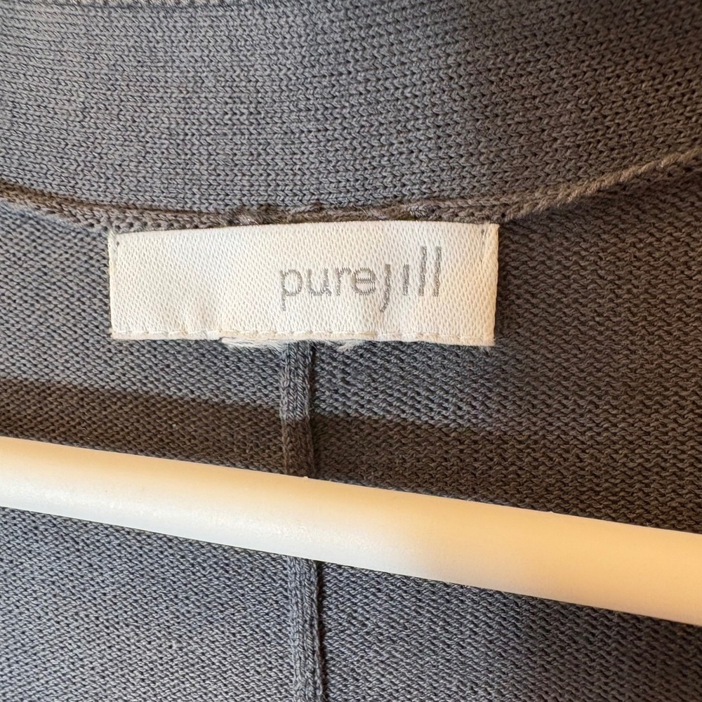 J. Jill Pure Jill Gray Cotton Rayon Hidden Button Pleated Cardigan Sweater XL - Picture 4 of 5
